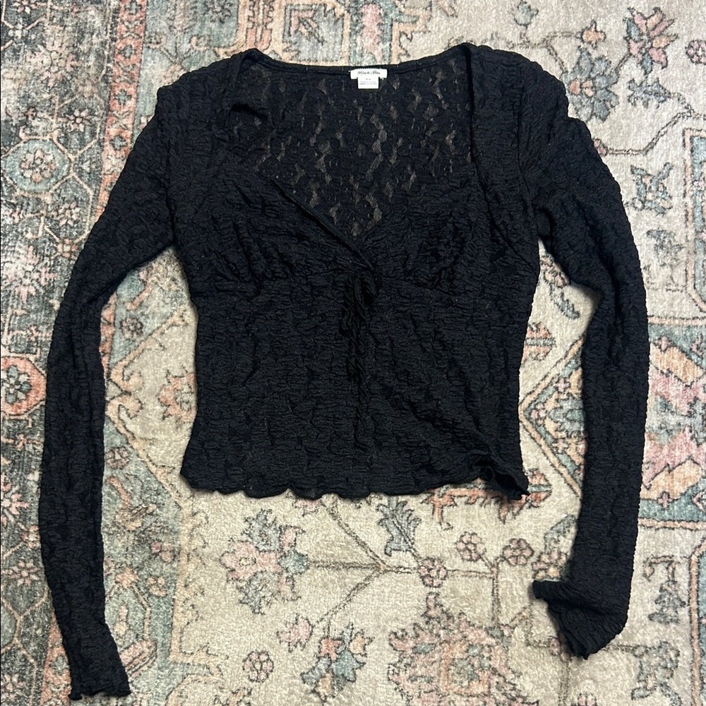 Urban Outfitters Black Lace Long Sleeve Blouse